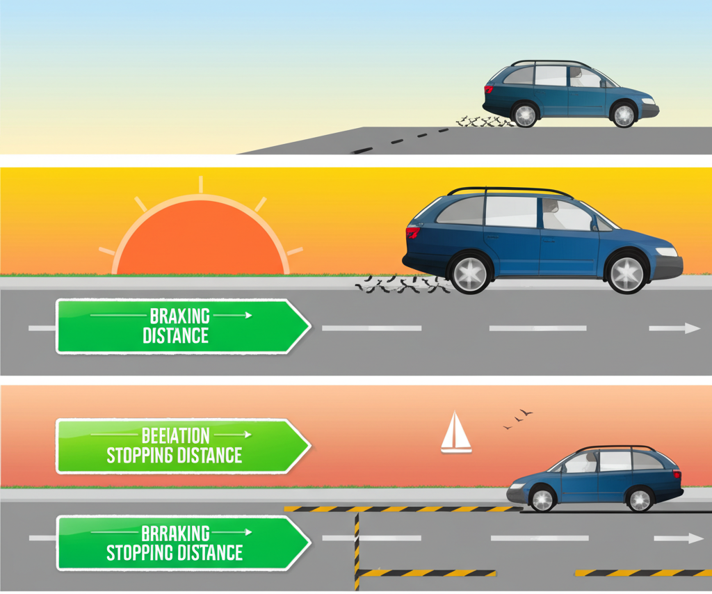 Comparação de distância de frenagem